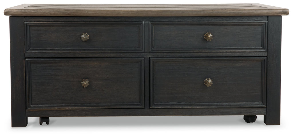 Tyler Creek Grayish /Black Coffee Table and 2 End Tables, Brown
