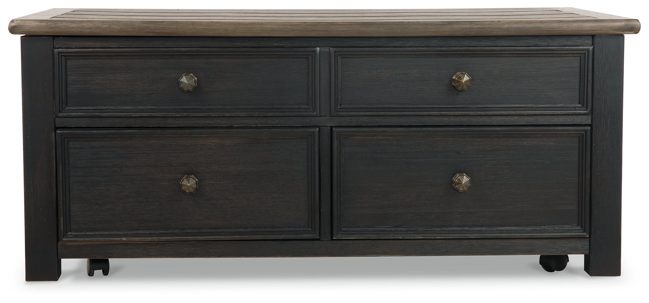 Tyler Creek Grayish /Black Coffee Table and 2 End Tables, Brown