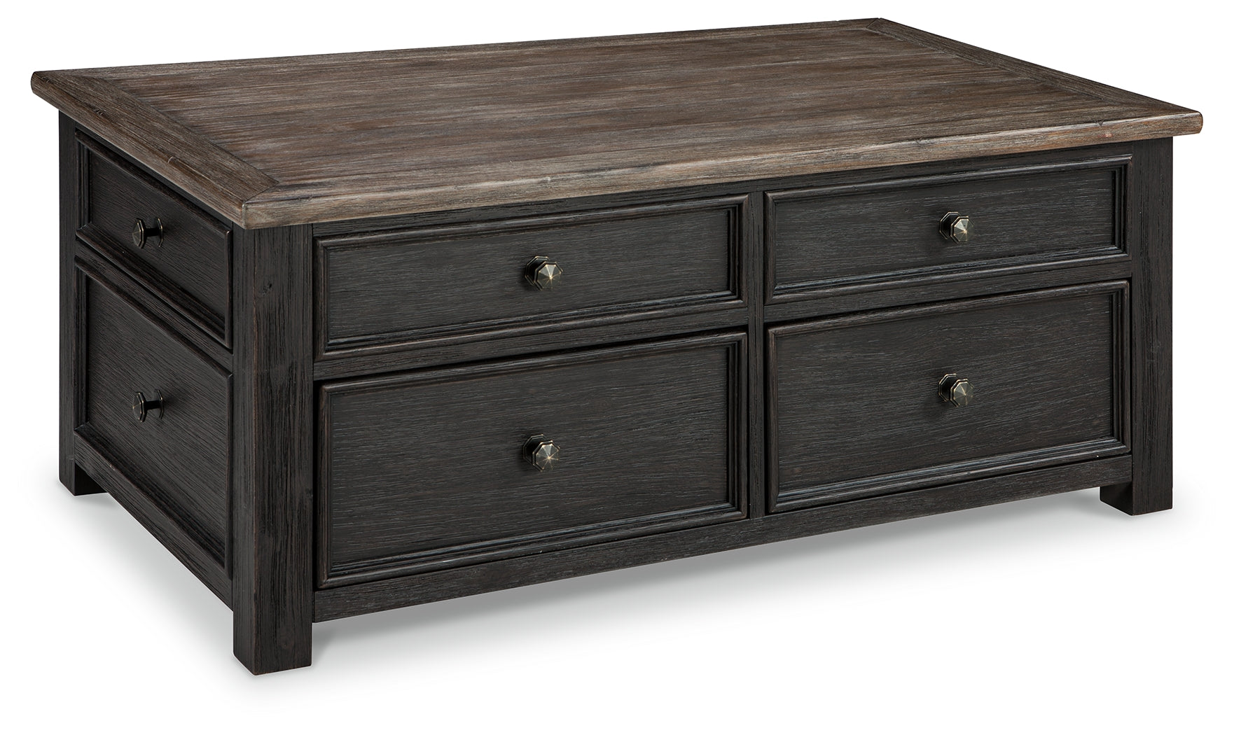 Tyler Creek Grayish /Black Coffee Table and 2 End Tables, Brown