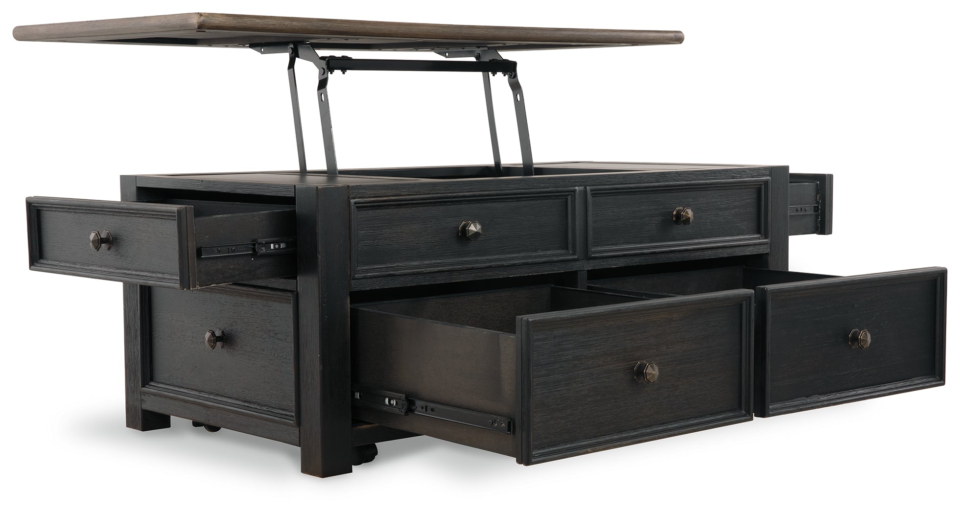 Tyler Creek Grayish /Black Coffee Table and 2 End Tables, Brown