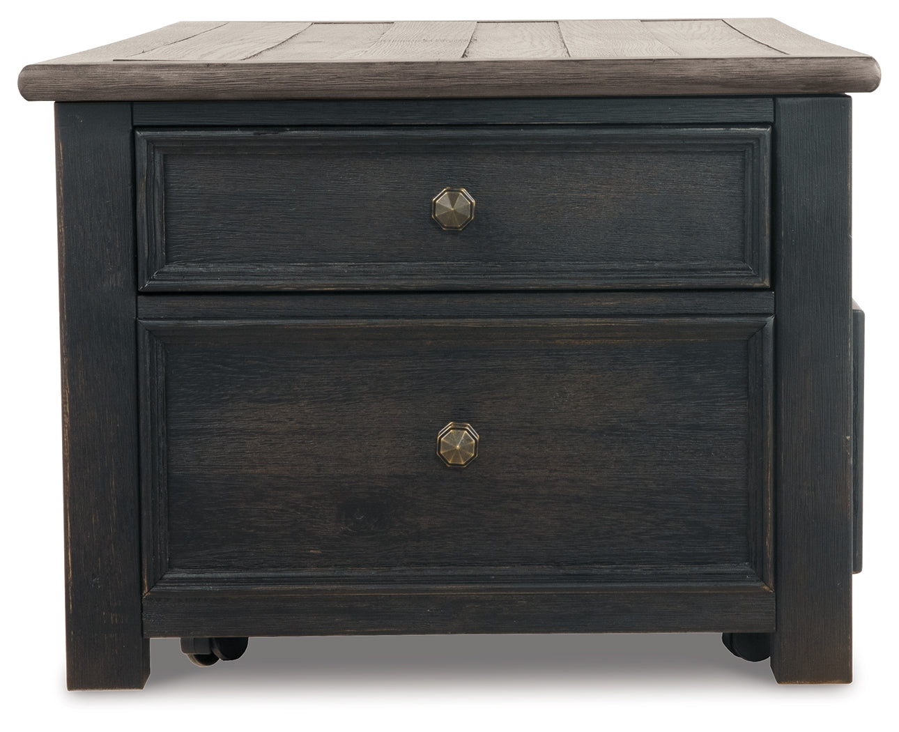 Tyler Creek Grayish /Black Coffee Table and 2 End Tables, Brown