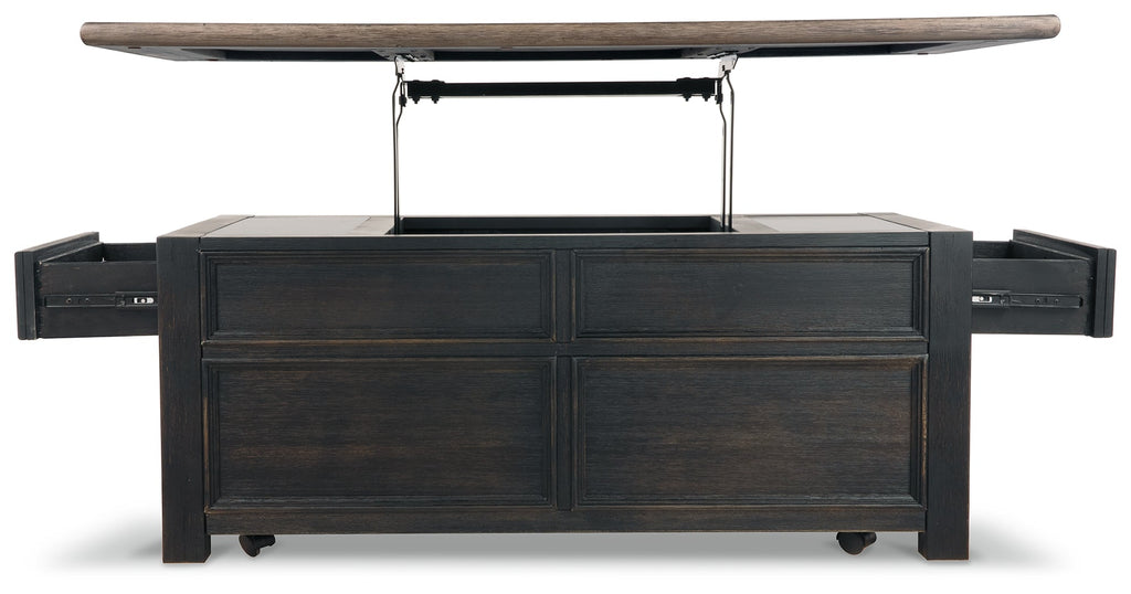 Tyler Creek Grayish /Black Coffee Table and 2 End Tables, Brown