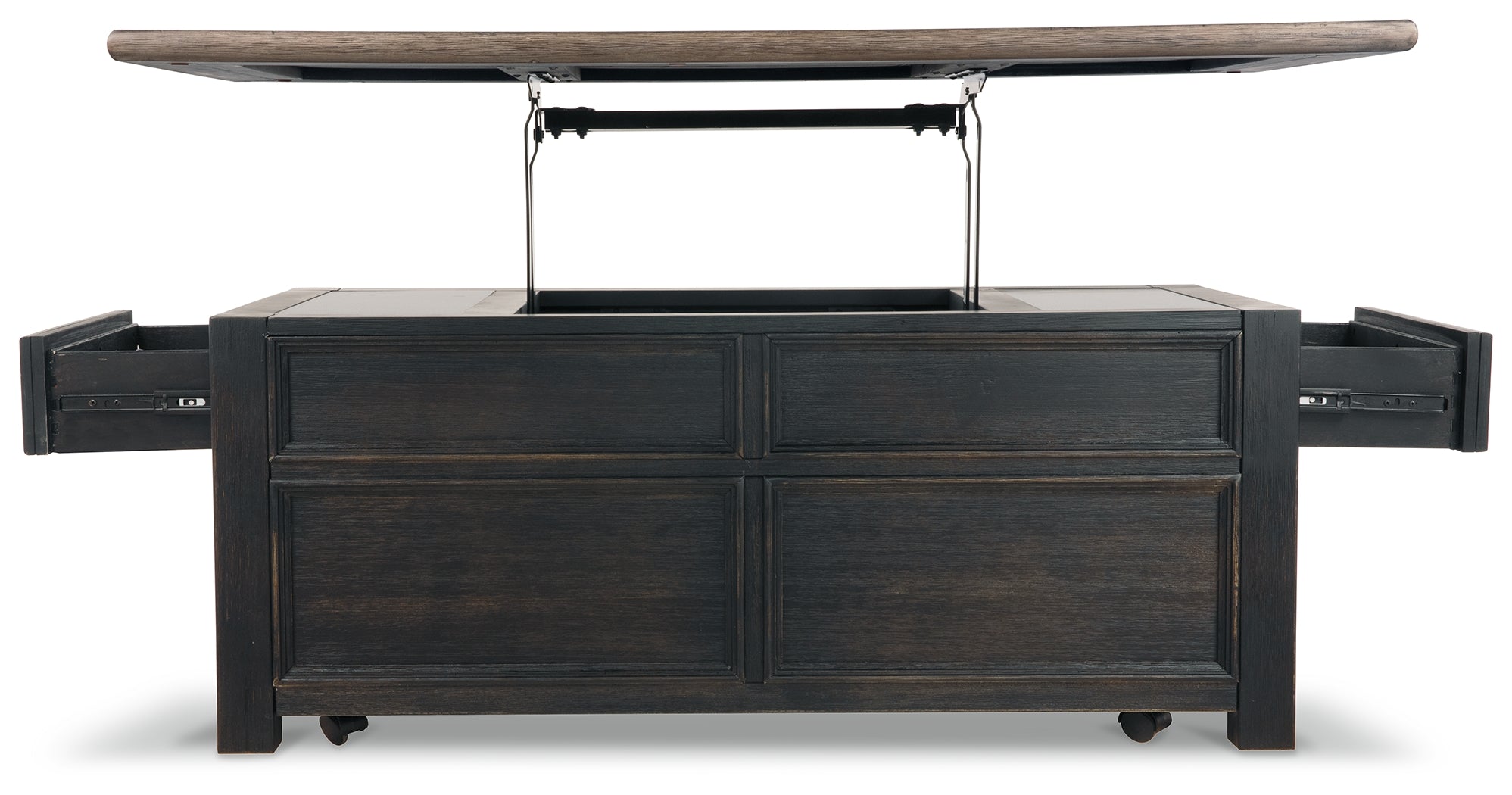 Tyler Creek Grayish /Black Coffee Table and 2 End Tables, Brown