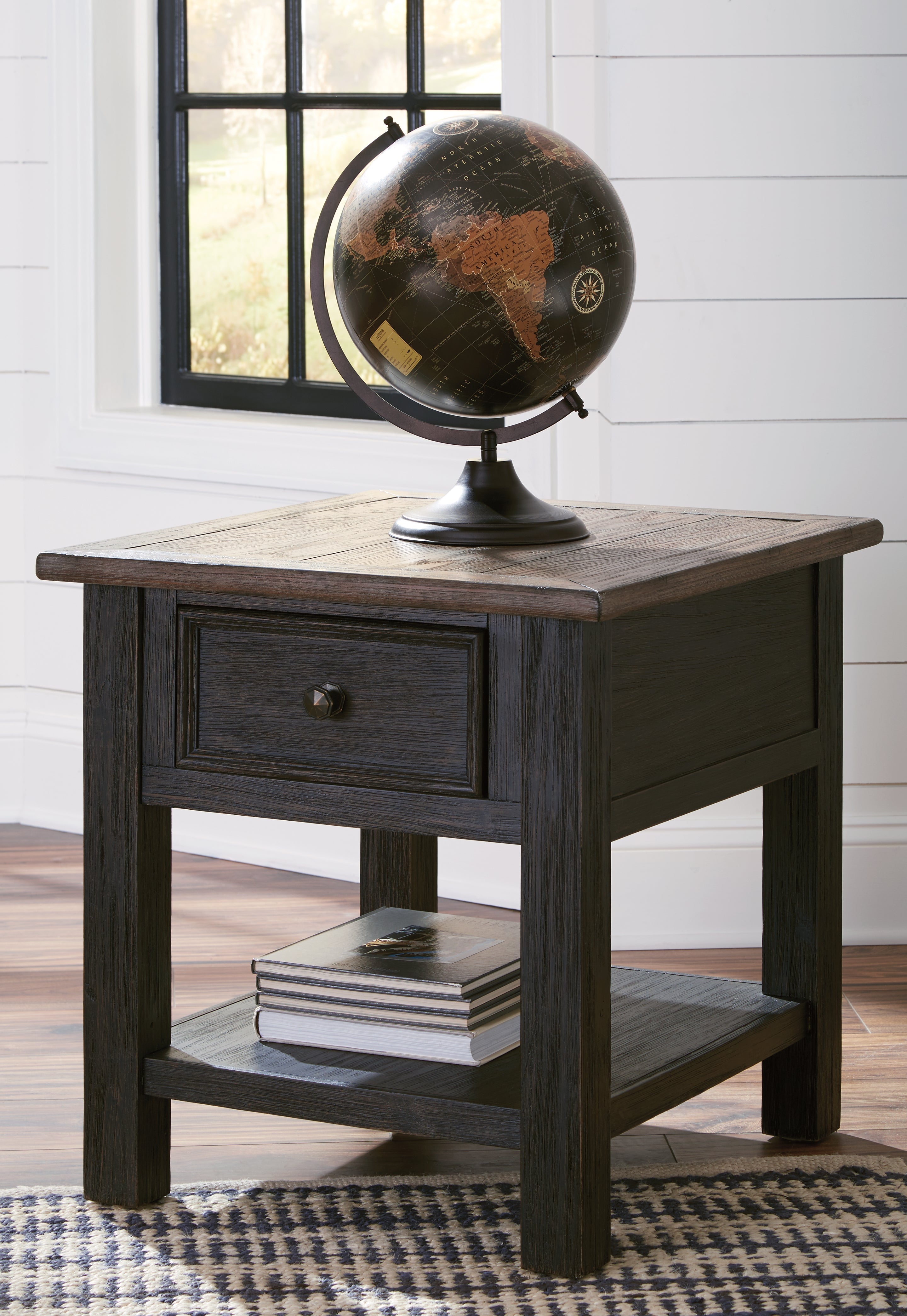 Tyler Creek Grayish /Black Coffee Table and 2 End Tables, Brown