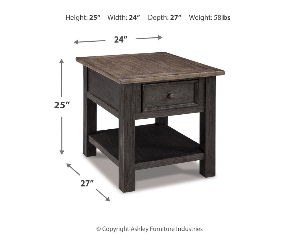 Tyler Creek Grayish Brown/Black End Table