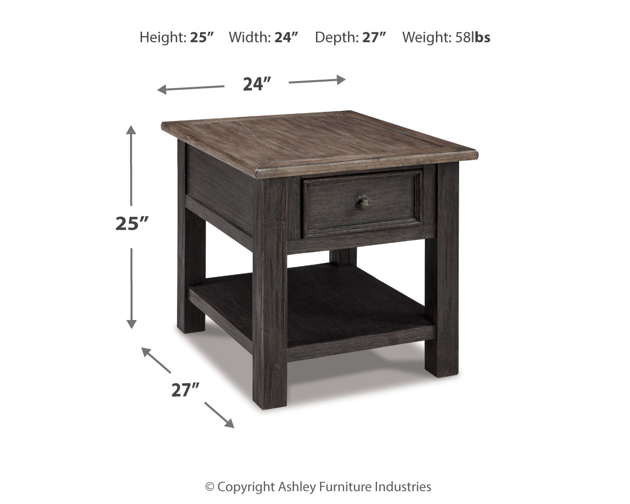 Tyler Creek Grayish Brown/Black End Table