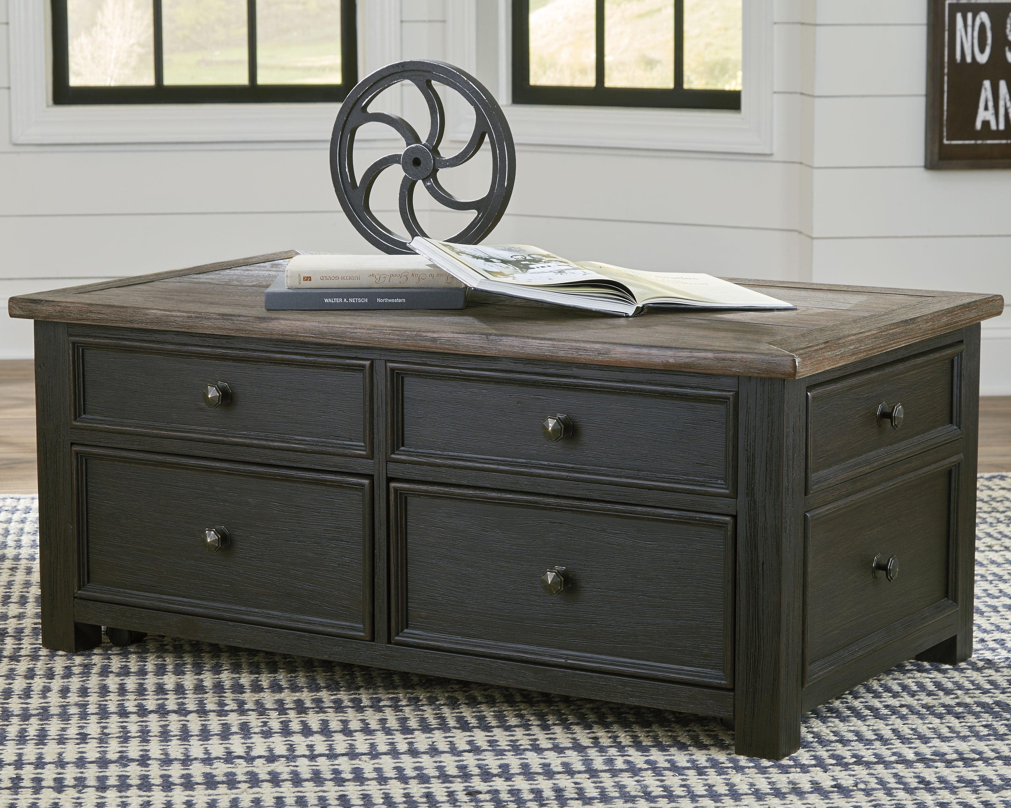 Tyler Creek Grayish Brown/Black Lift Top Coffee Table