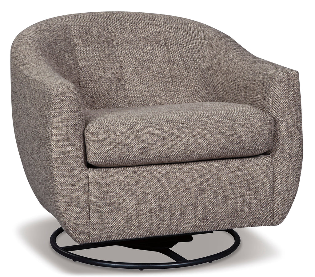 Upshur Taupe Swivel Glider Accent Chair