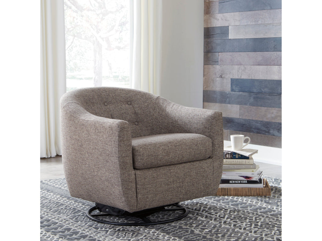 Upshur Taupe Swivel Glider Accent Chair