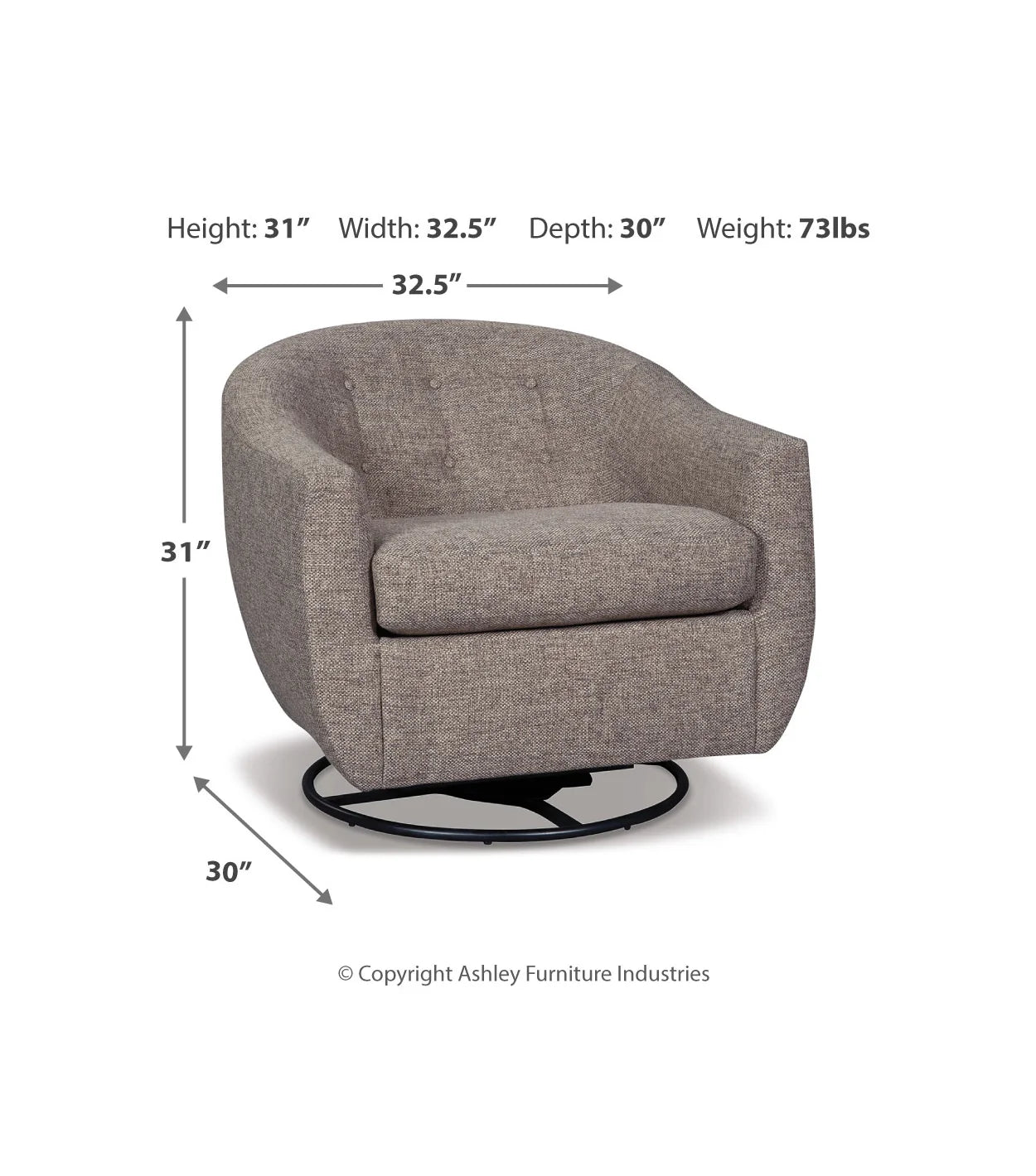 Upshur Taupe Swivel Glider Accent Chair