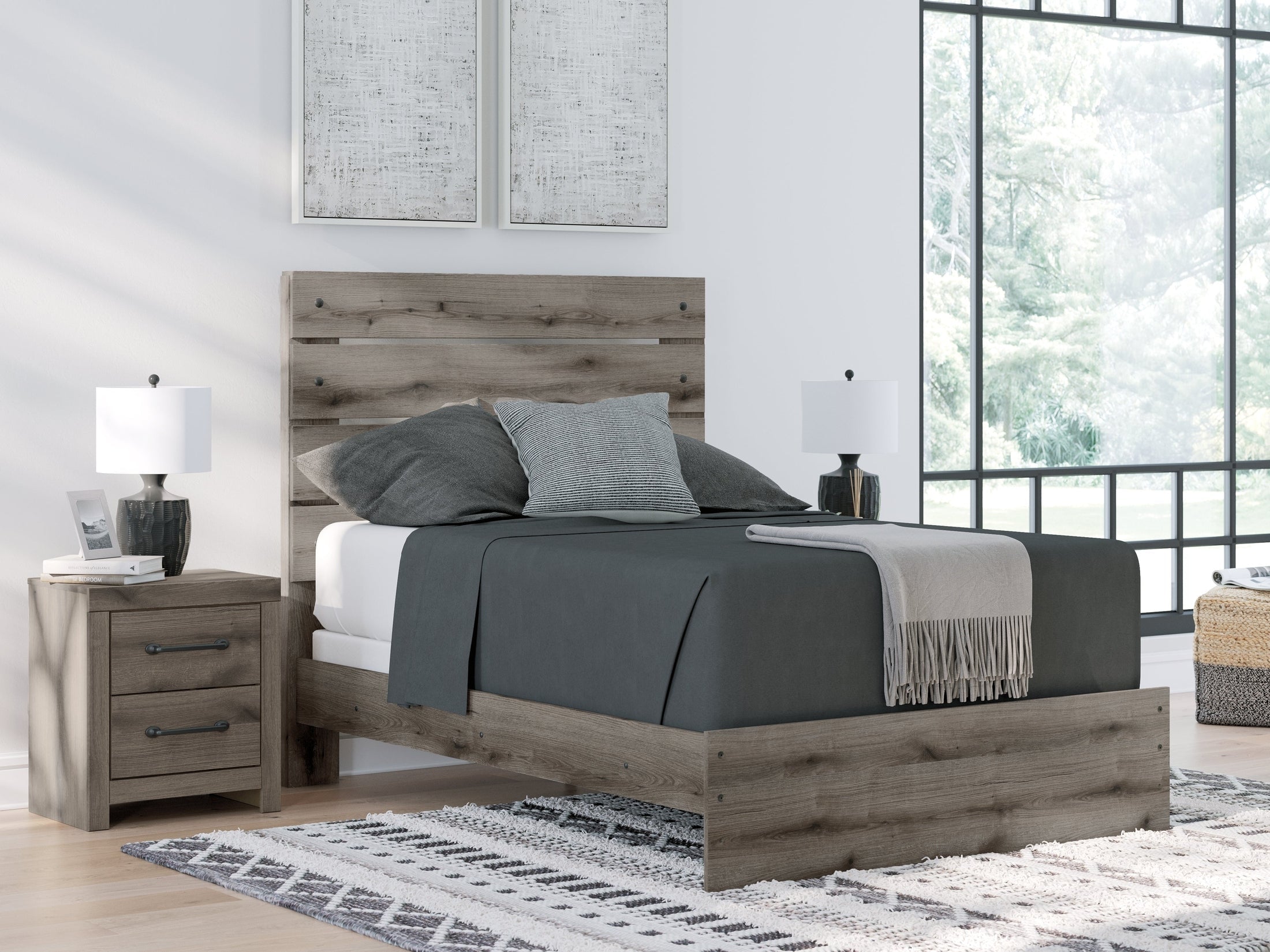 Urbanoore Brown Gray Full Panel Youth Bed
