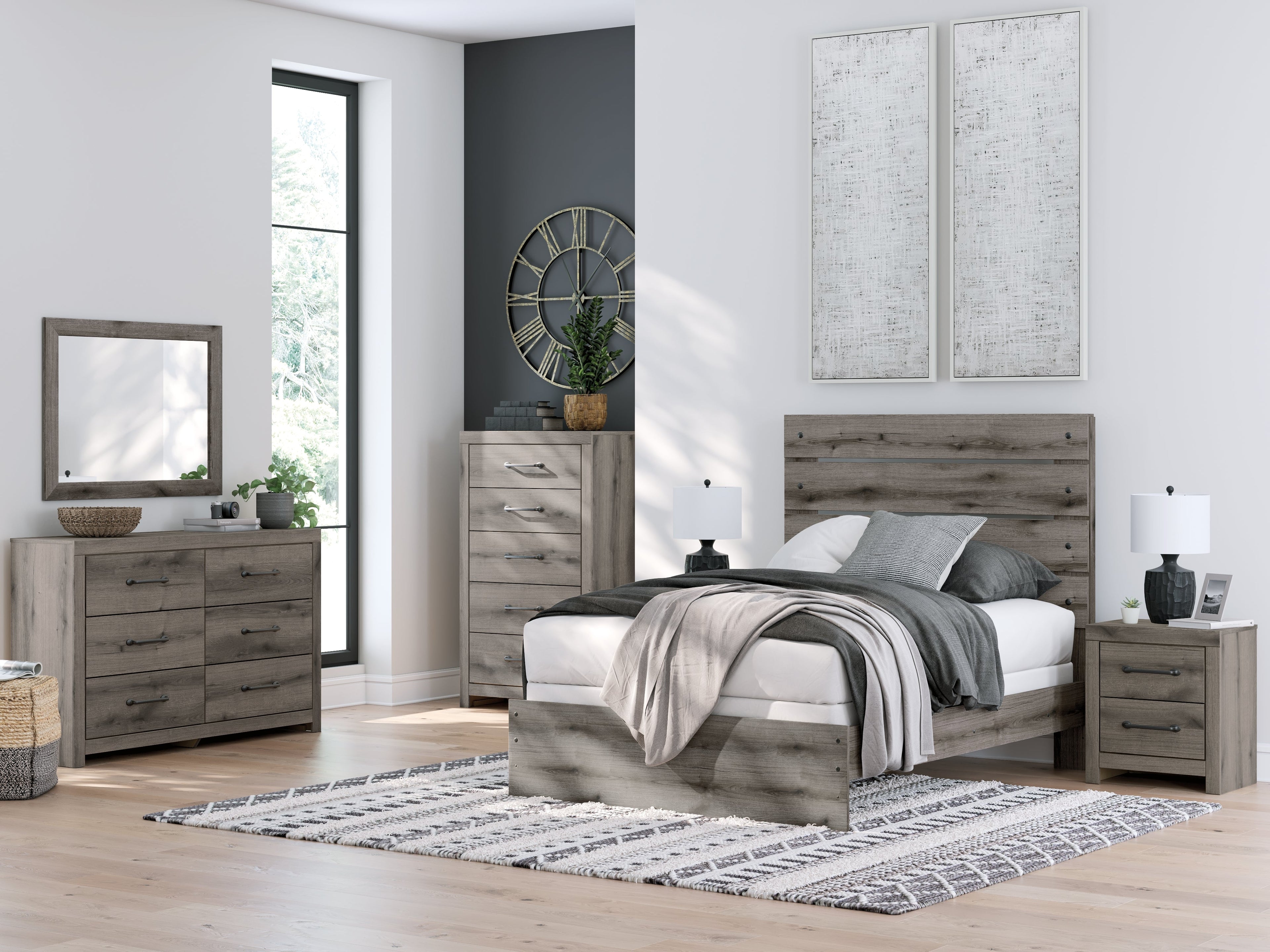 Urbanoore Brown Gray Full Panel Youth Bed