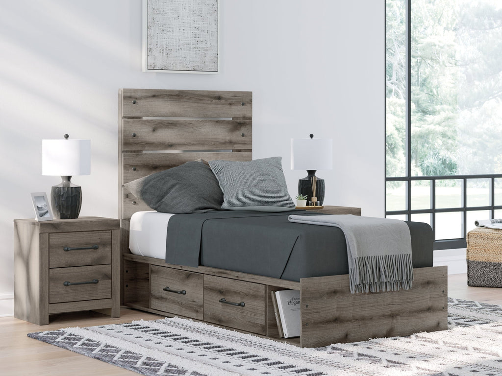 Urbanoore Brown Gray Twin Panel Storage Youth Bed