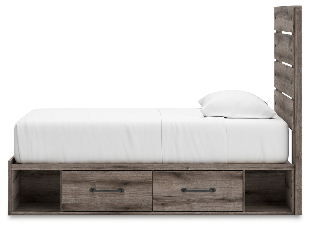 Urbanoore Brown Gray Twin Panel Youth Bed with Storage