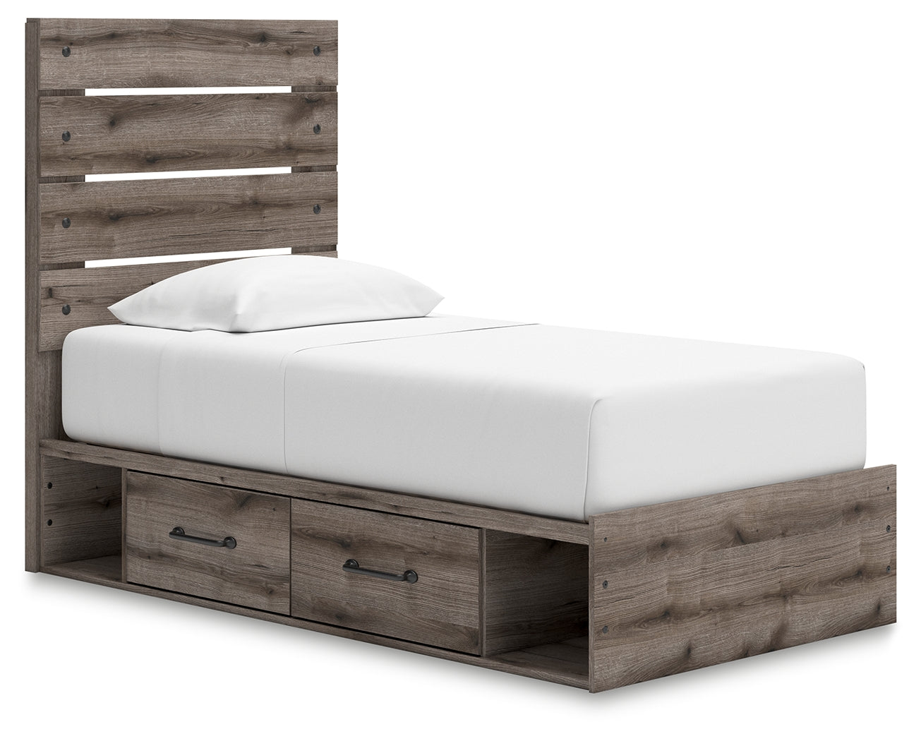 Urbanoore Brown Gray Twin Panel Youth Bed with Storage