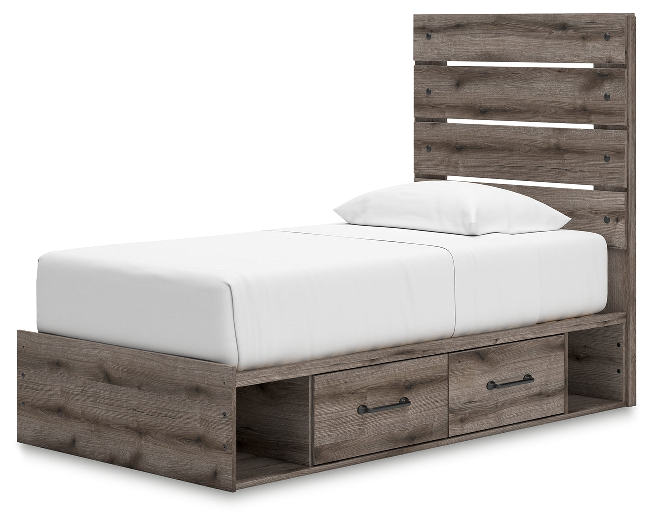 Urbanoore Brown Gray Twin Panel Youth Bed with Storage