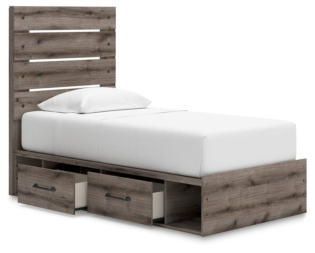 Urbanoore Brown Gray Twin Panel Youth Bed with Storage