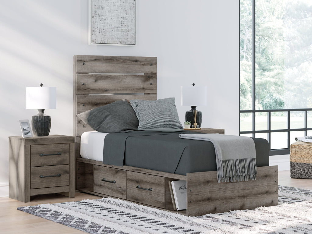 Urbanoore Brown Gray Twin Panel Youth Bed with Storage