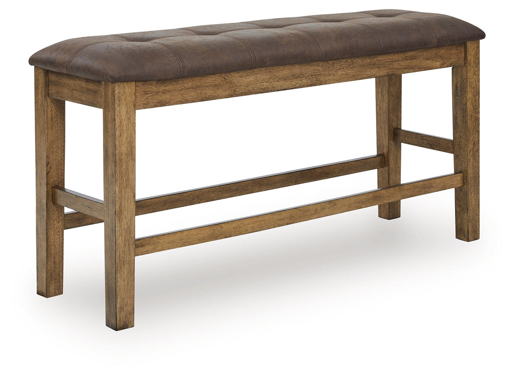 Urbinforte Light Counter Height Extension Dining Table, 4 Barstools and Bench, Brown