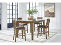 Urbinforte Light Counter Height Extension Dining Table and 4 Barstools, Brown