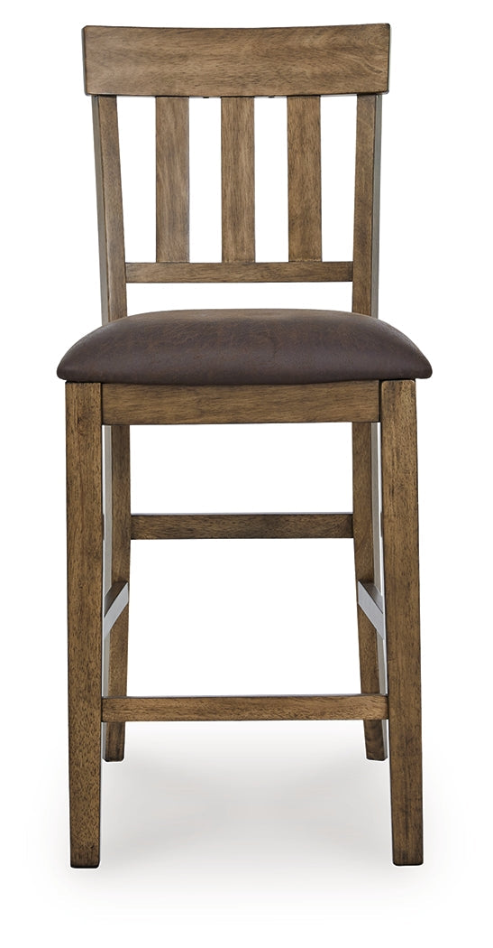 Urbinforte Light Counter Height Extension Dining Table and 8 Barstools, Brown