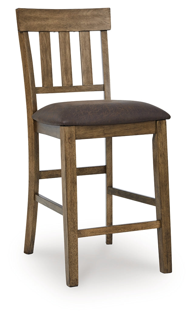 Urbinforte Light Counter Height Extension Dining Table and 4 Barstools, Brown