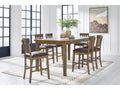 Urbinforte Light Counter Height Extension Dining Table and 6 Barstools, Brown