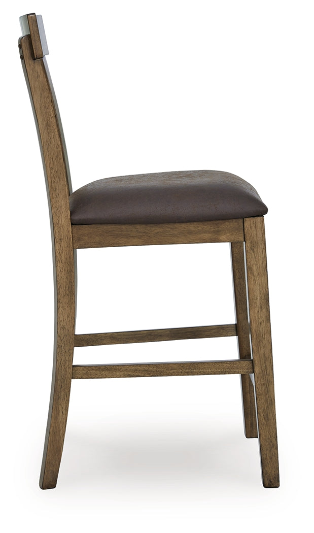 Urbinforte Light Counter Height Extension Dining Table and 6 Barstools, Brown