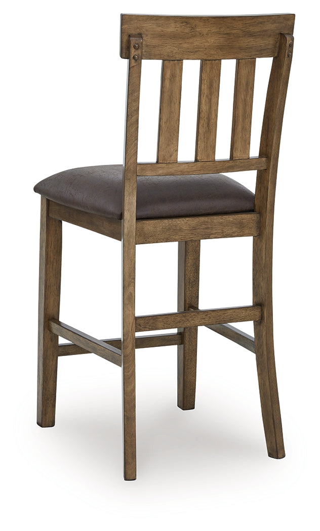 Urbinforte Light Counter Height Extension Dining Table and 6 Barstools, Brown