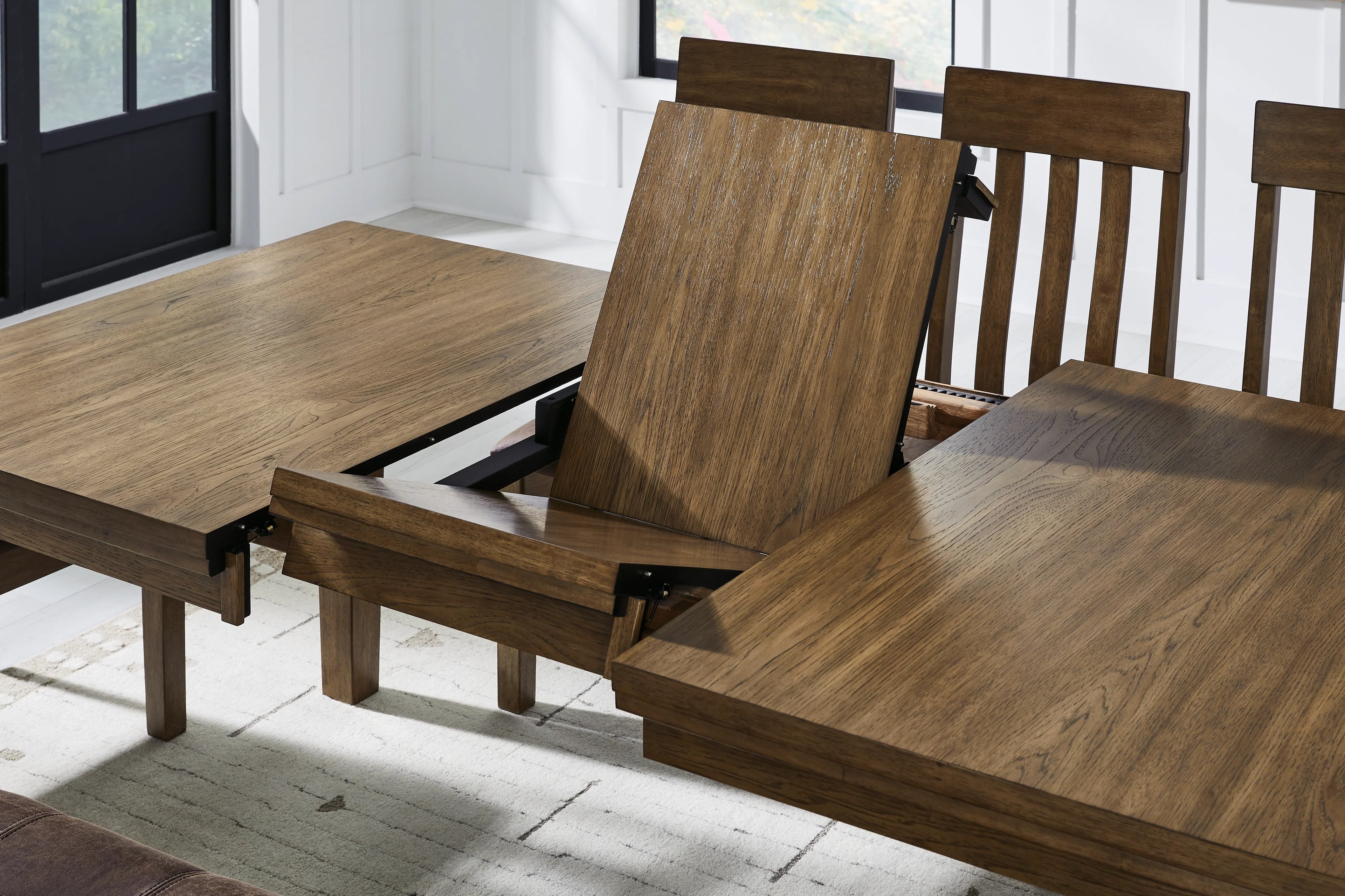 Urbinforte Light Brown Dining Room Butterfly Extendable Table