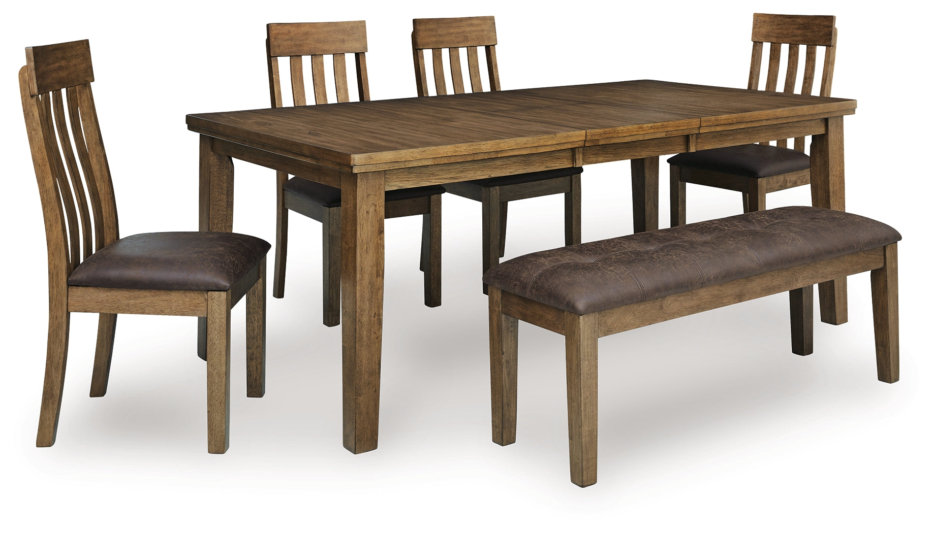 Urbinforte Light Brown Extension Dining Table, 4 Chairs and Bench