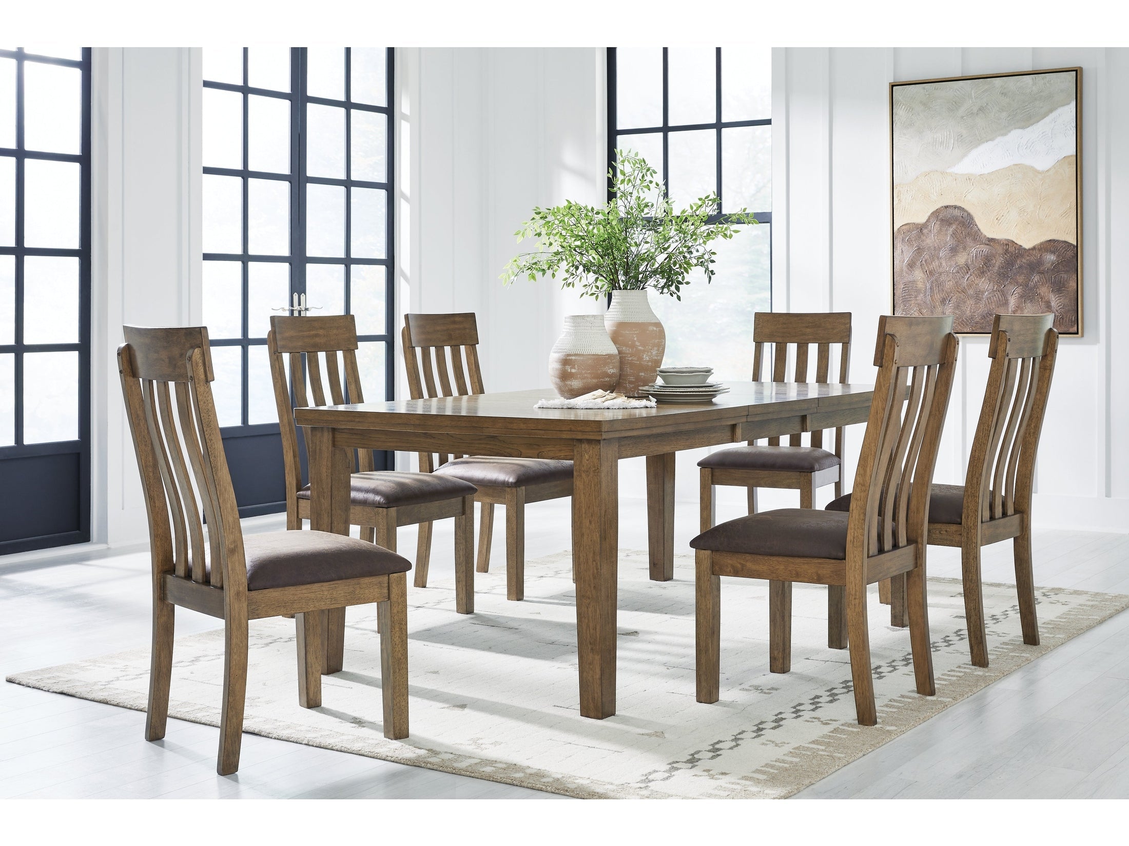 Urbinforte Light Brown Extension Dining Table and 6 Chairs