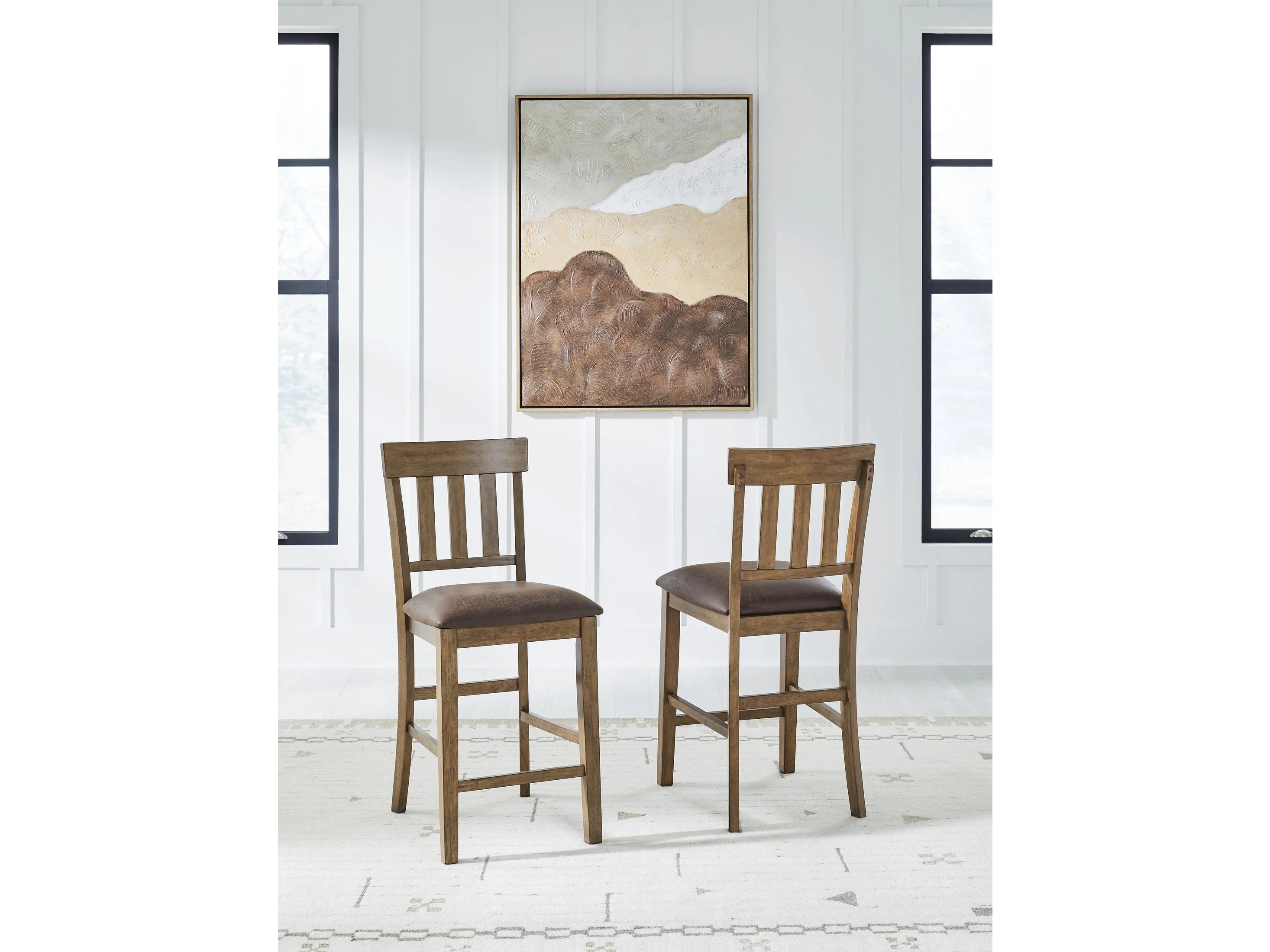 Urbinforte Light Brown Upholstered Barstool (Set of 2)