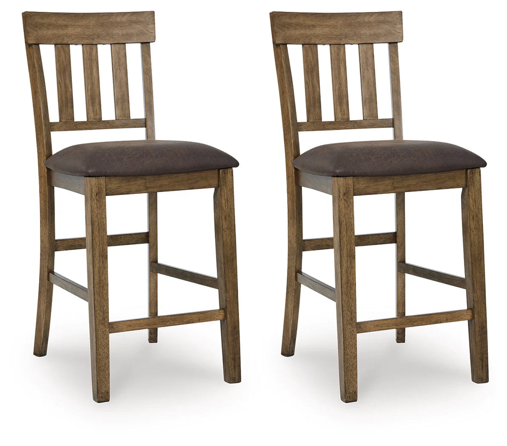 Urbinforte Light Brown Upholstered Barstool (Set of 2)