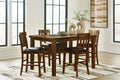 Ralene Medium Brown Counter Height Dining Table and 4 Barstools