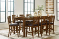 Ralene Medium Brown Counter Height Dining Table and 8 Barstools