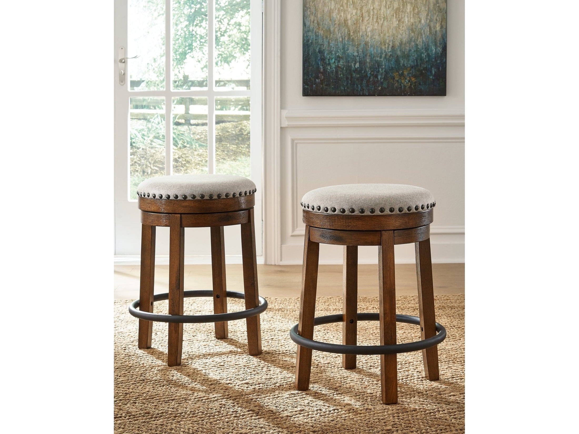 Valebeck Beige/Brown Counter Height Stool