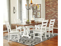 Valebeck Beige/White Dining Table and 6 Chairs