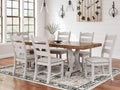 Valebeck Beige/White Dining Table and 8 Chairs