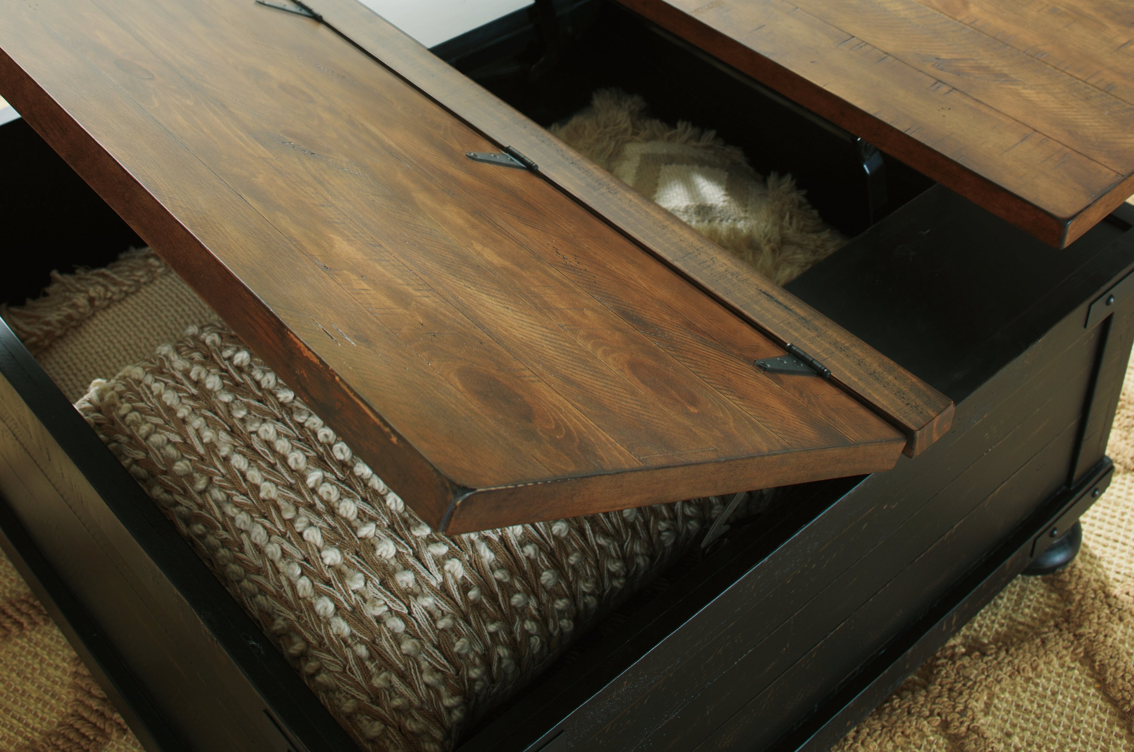 Valebeck Black/Brown Coffee Table and 2 Chairside End Tables