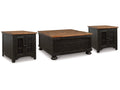 Valebeck Black/Brown Coffee Table and 2 End Tables