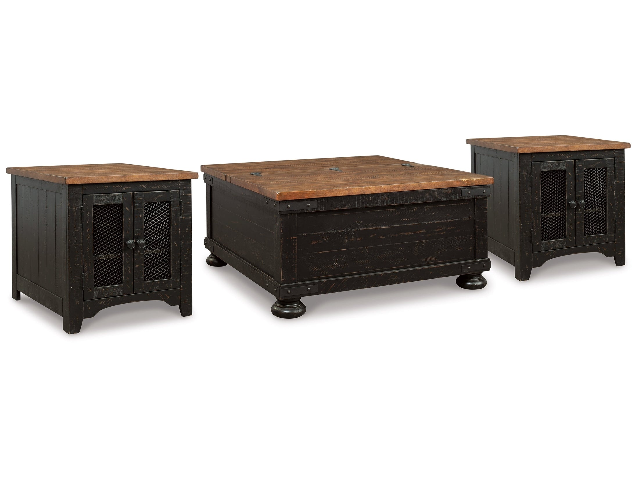 Valebeck Black/Brown Coffee Table and 2 End Tables