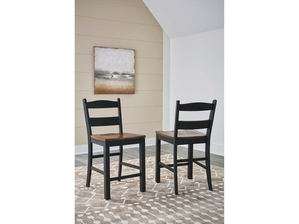 Valebeck Black & Brown Counter Height Bar Chair (Set of 2)