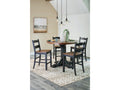 Valebeck Black/Brown Counter Height Dining Table and 4 Barstools