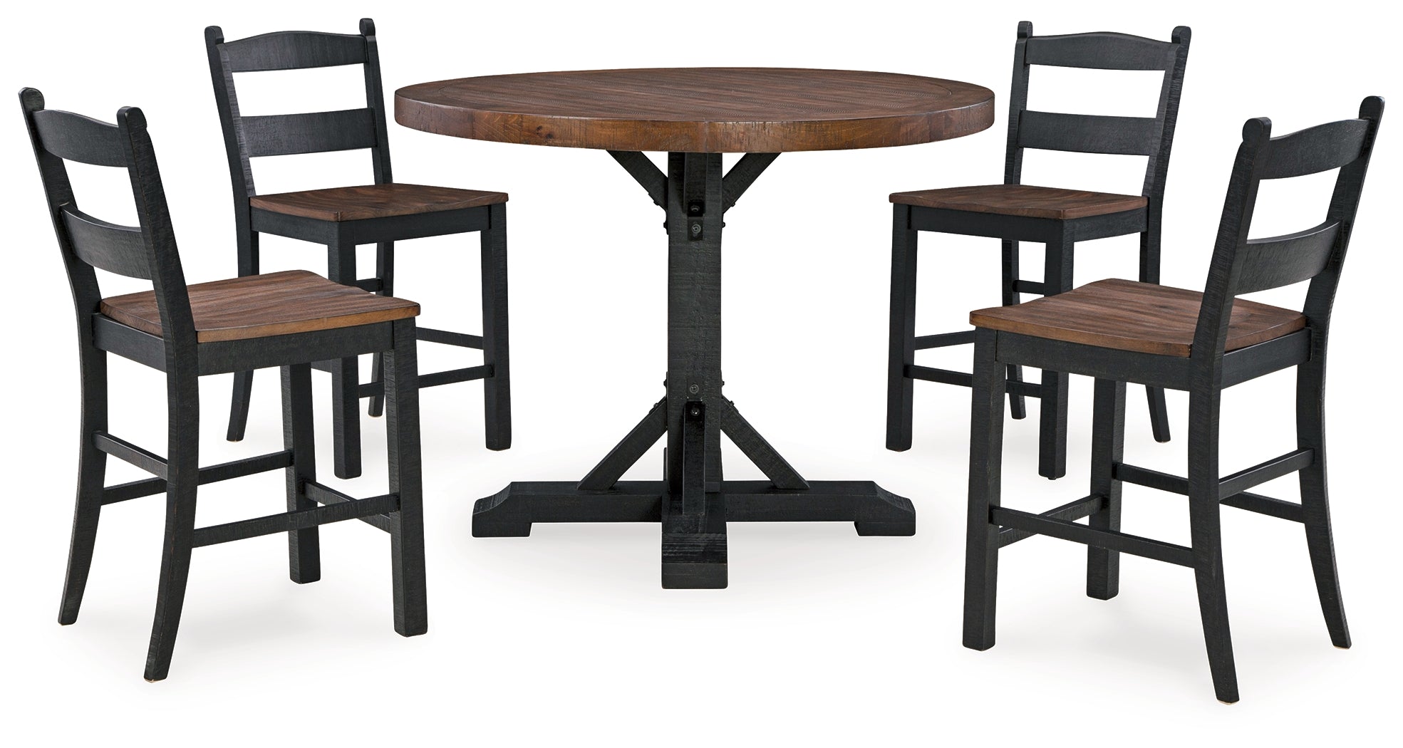Valebeck Black/Brown Counter Height Dining Table and 4 Barstools