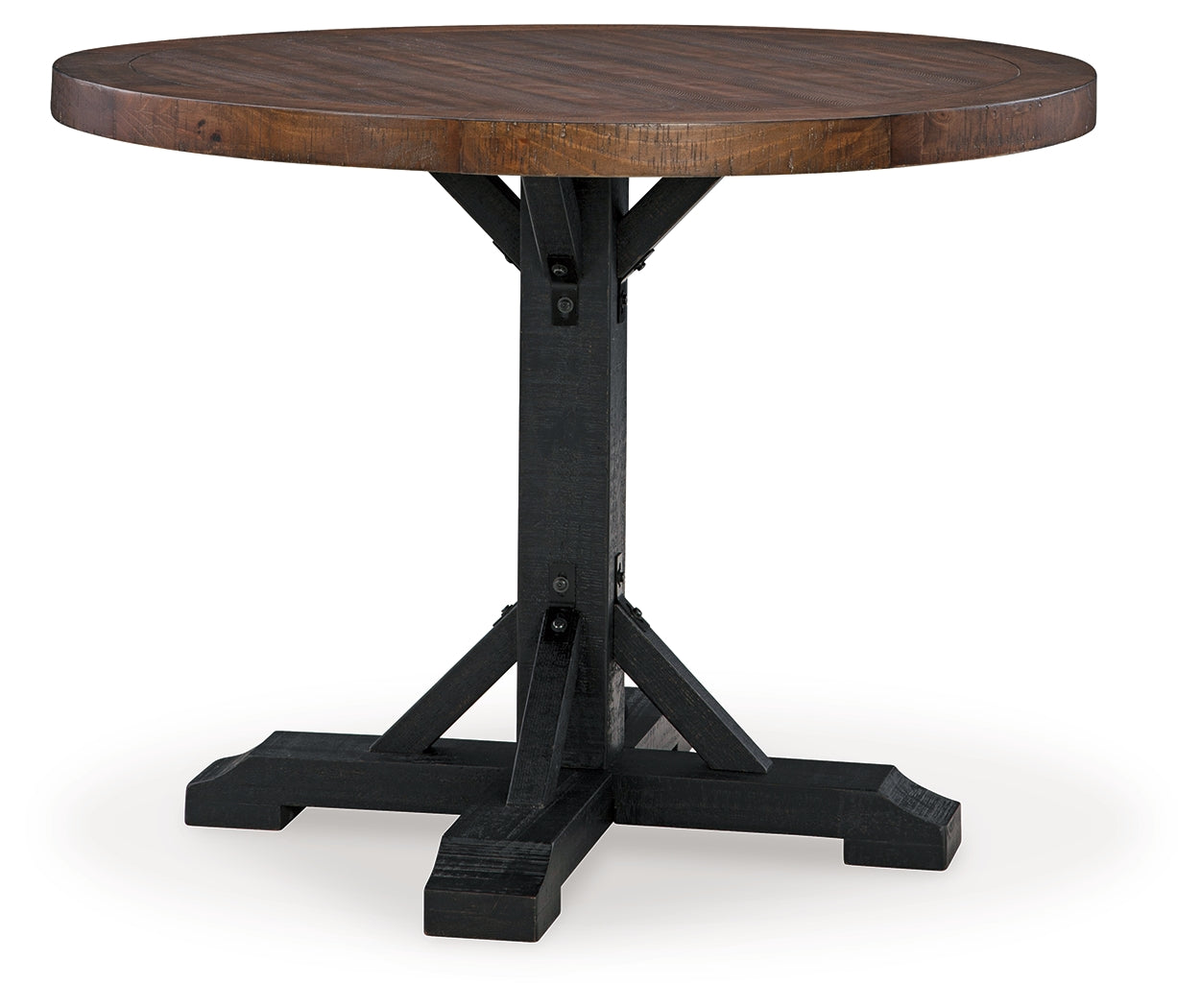 Valebeck Black/Brown Counter Height Dining Table and 6 Barstools