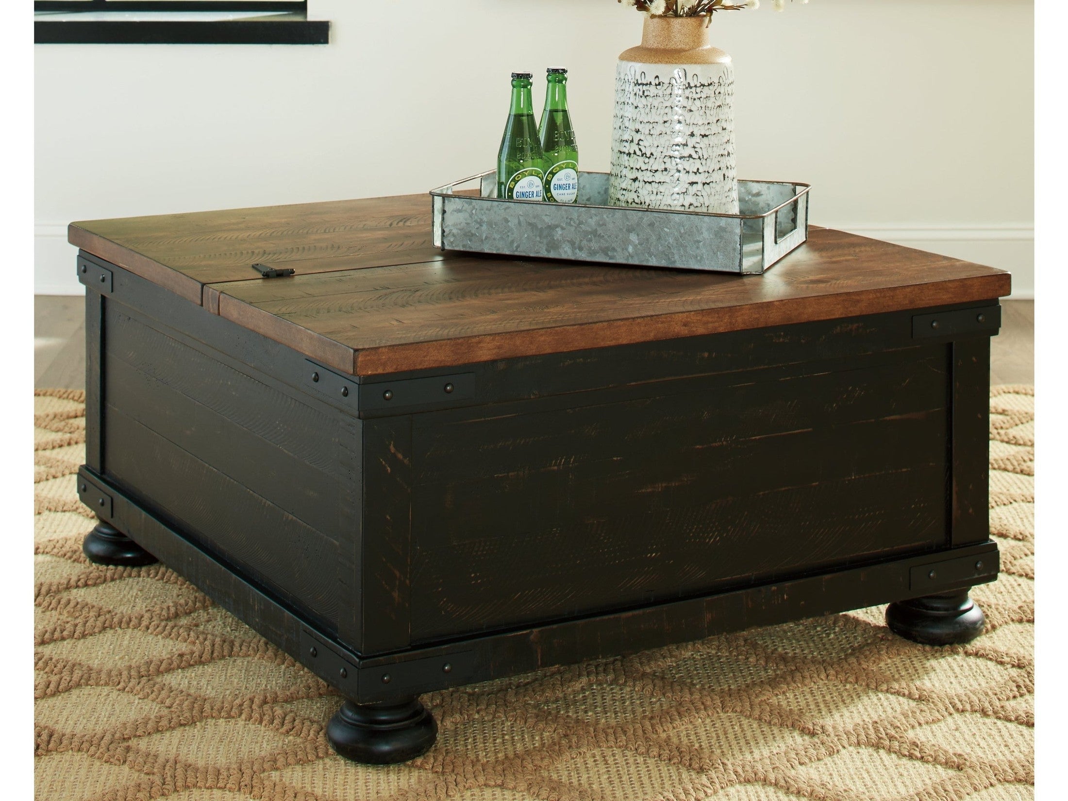 Valebeck Black & Brown Lift Top Coffee Table