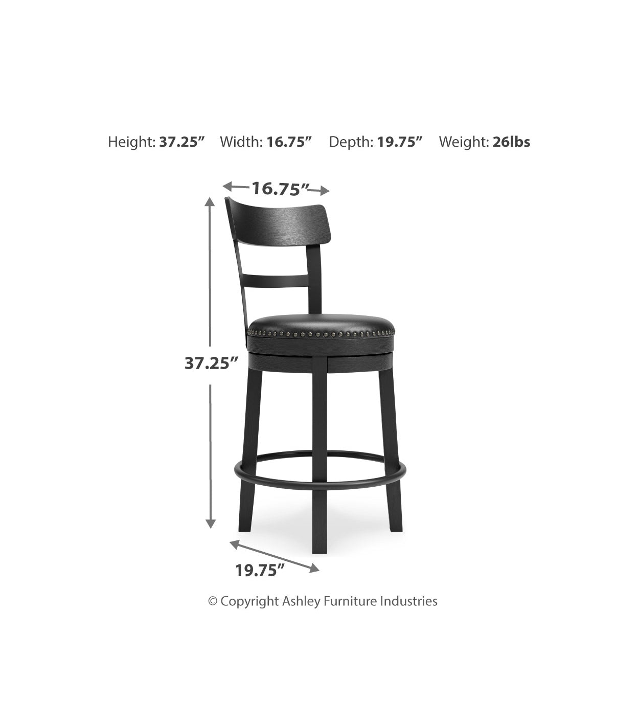 Valebeck Black Counter Height Bar Chair