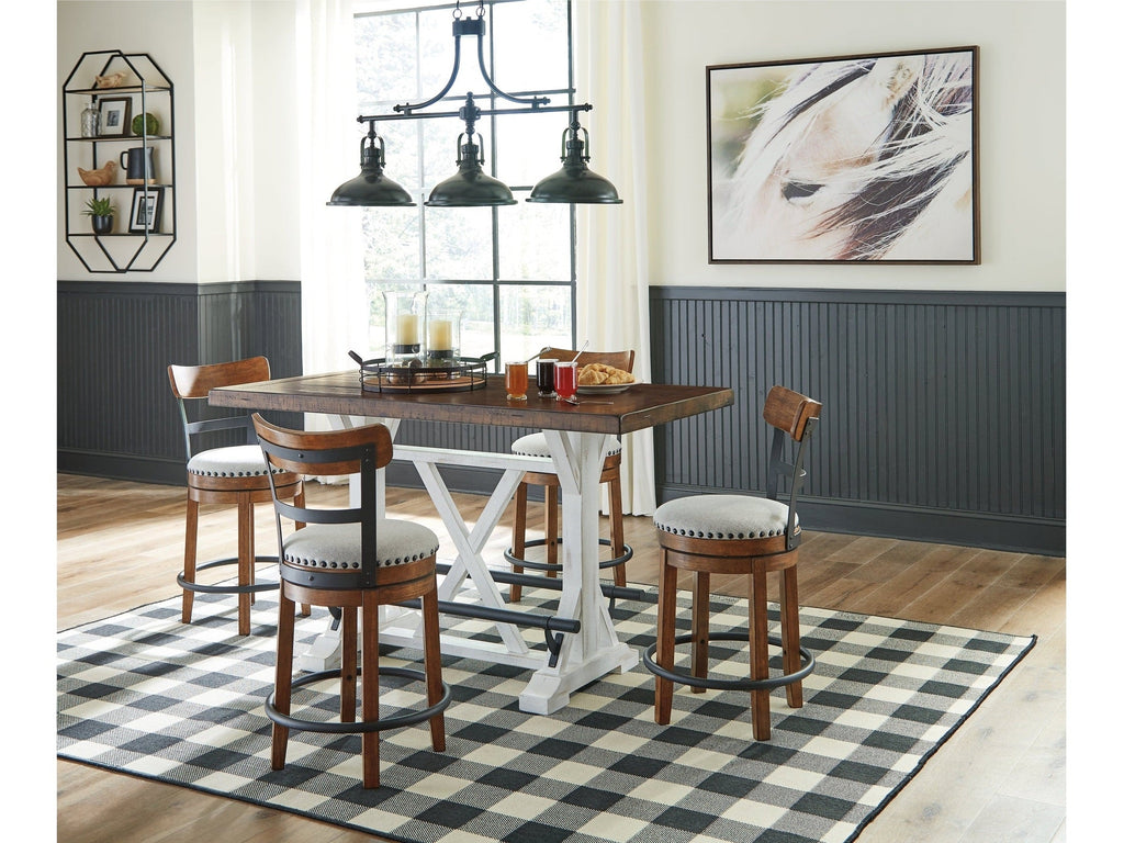 Valebeck Brown Counter Height Dining Table and 4 Barstools