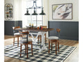 Valebeck Brown Counter Height Dining Table and 4 Barstools